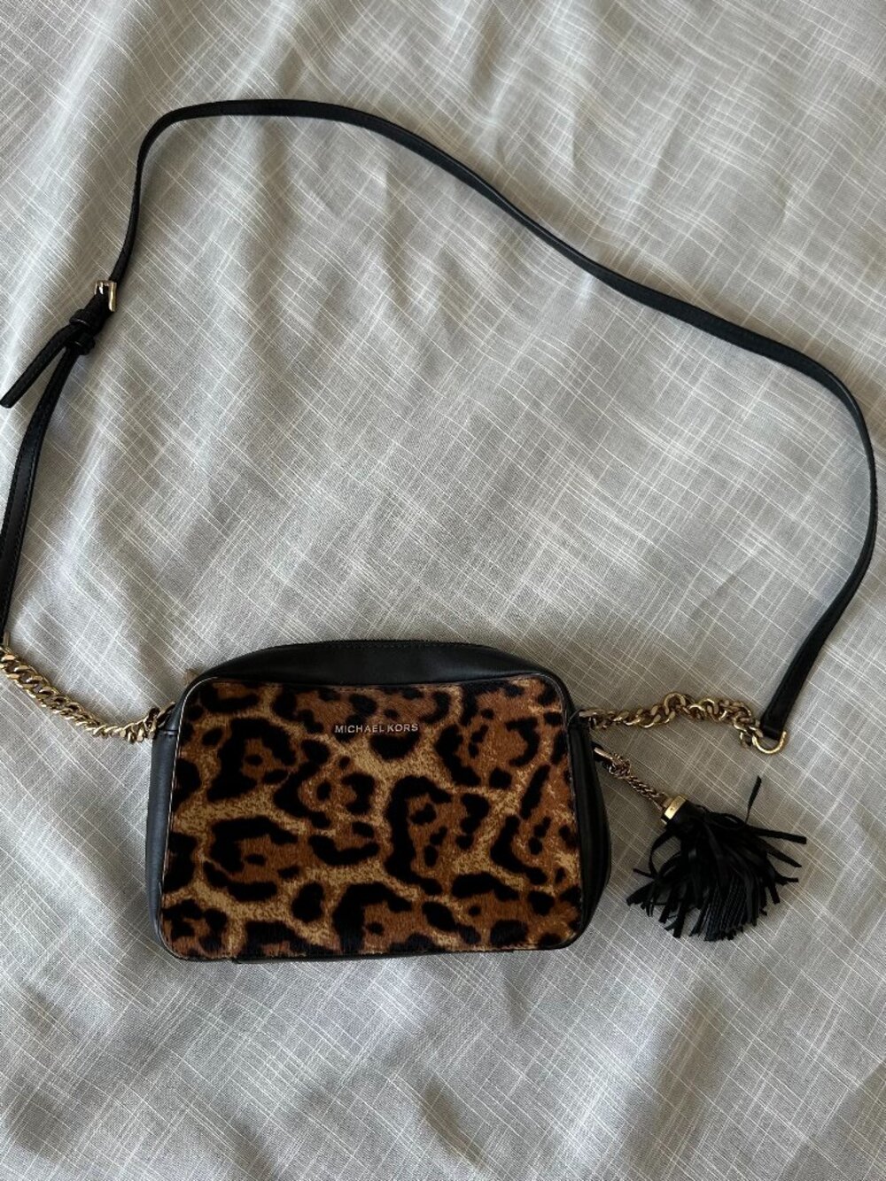 Michael Kors Ginny Leopard Calf Hair Crossbody